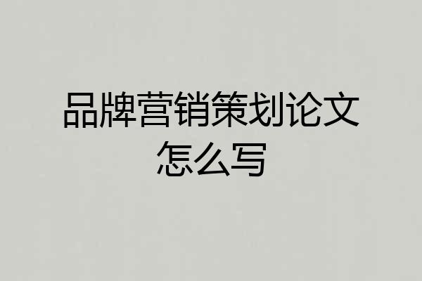 品牌营销策划论文怎么写