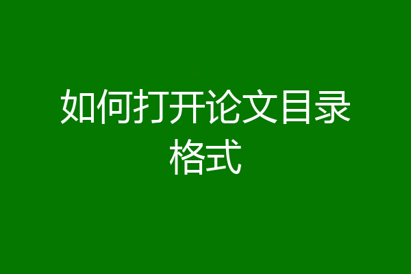 如何打开论文目录格式