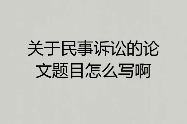 关于民事诉讼的论文题目怎么写啊