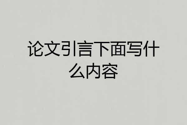 论文引言下面写什么内容