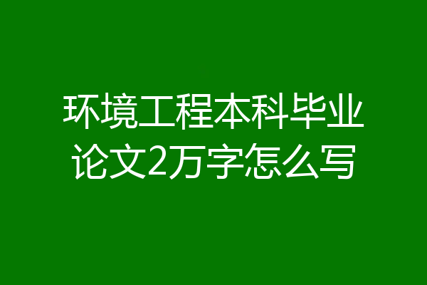 环境工程本科毕业论文2万字怎么写