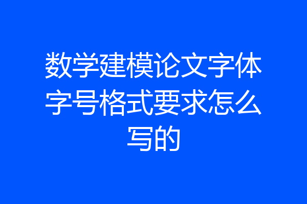 数学建模论文字体字号格式要求怎么写的
