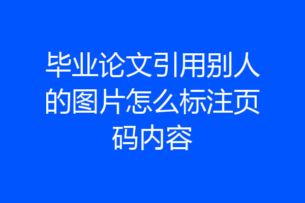 毕业论文引用别人的图片怎么标注页码内容