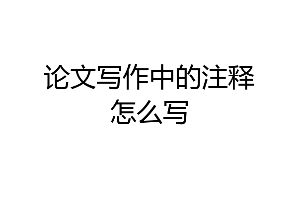 论文写作中的注释怎么写