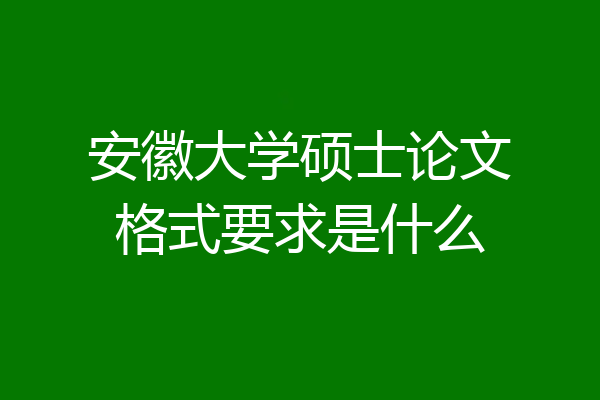 安徽大学硕士论文格式要求是什么
