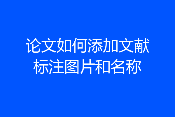 论文如何添加文献标注图片和名称