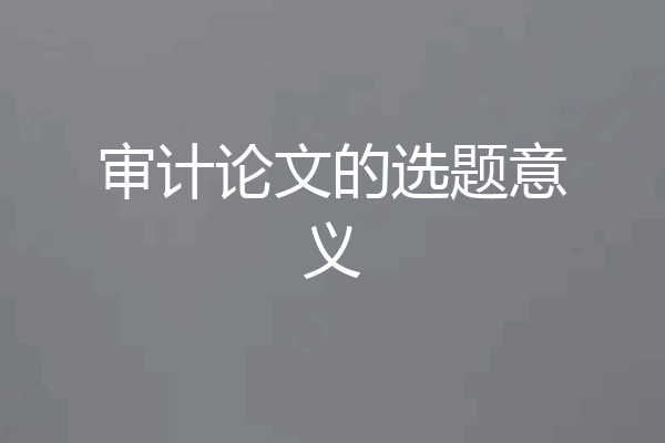 审计论文的选题意义