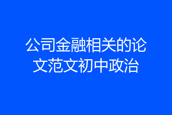 公司金融相关的论文范文初中政治