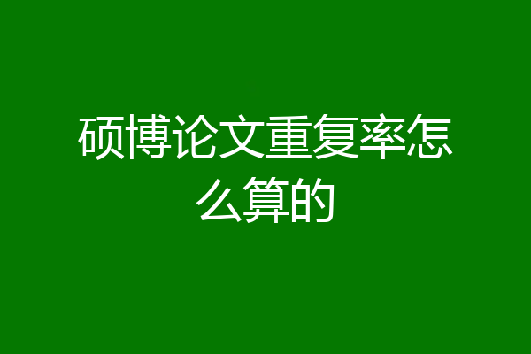 硕博论文重复率怎么算的