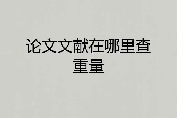 论文文献在哪里查重量