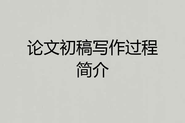 论文初稿写作过程简介