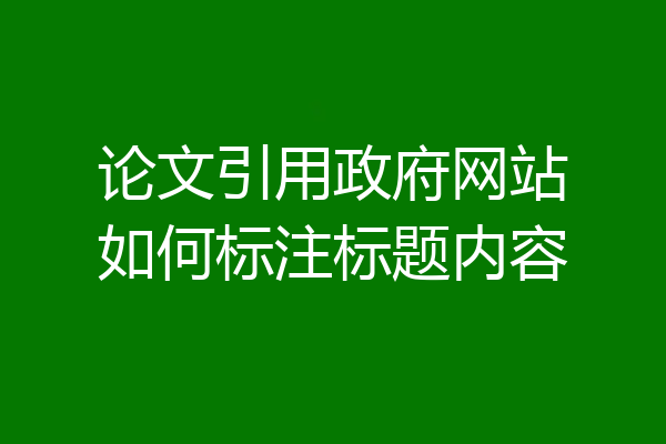 论文引用政府网站如何标注标题内容