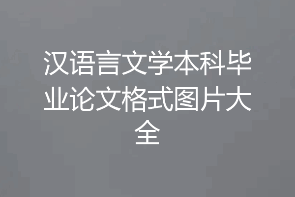 汉语言文学本科毕业论文格式图片大全