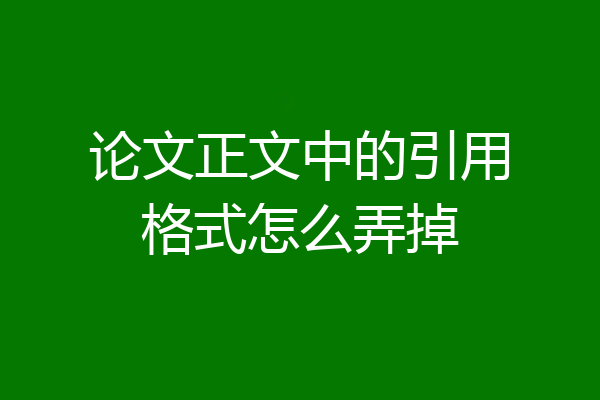 论文正文中的引用格式怎么弄掉