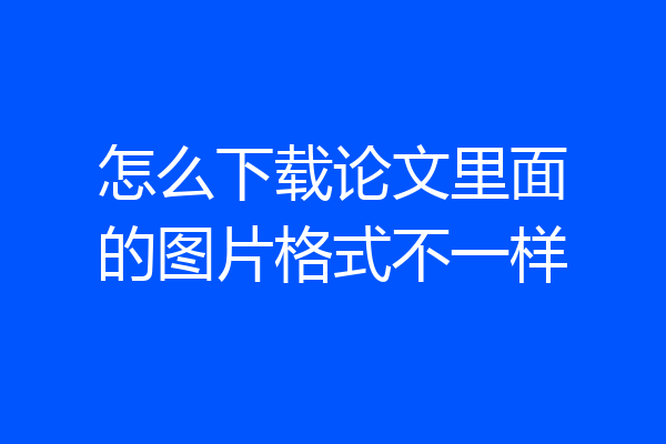 怎么下载论文里面的图片格式不一样