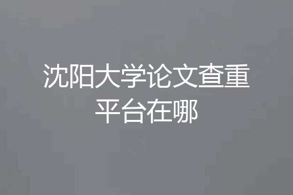 沈阳大学论文查重平台在哪
