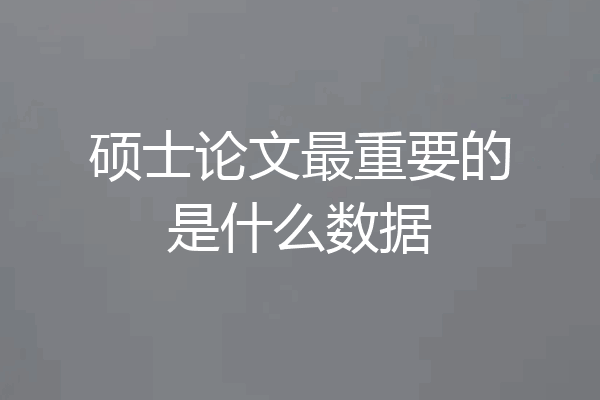硕士论文最重要的是什么数据