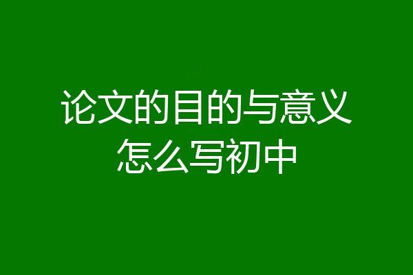 论文的目的与意义怎么写初中