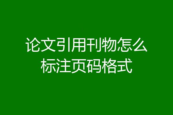 论文引用刊物怎么标注页码格式