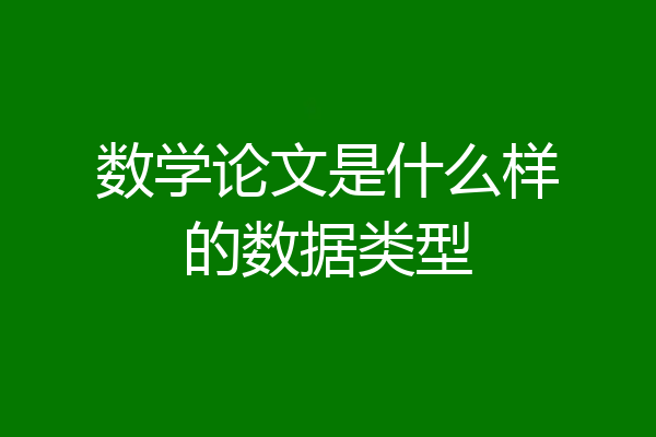 数学论文是什么样的数据类型