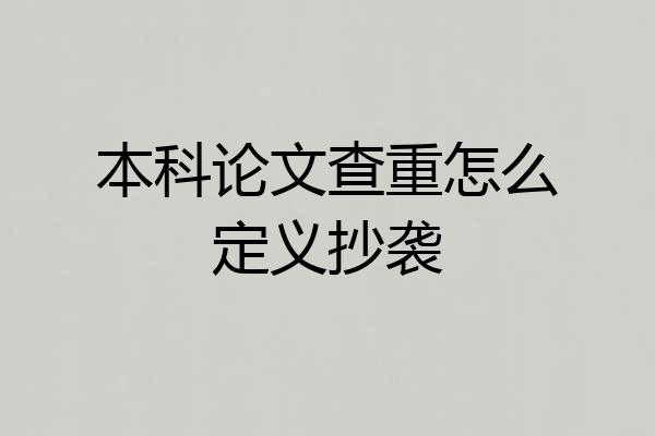 本科论文查重怎么定义抄袭