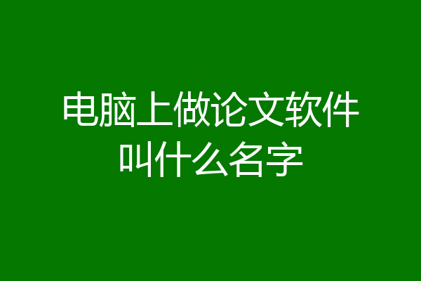 电脑上做论文软件叫什么名字