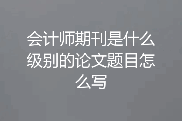 会计师期刊是什么级别的论文题目怎么写