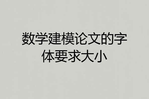 数学建模论文的字体要求大小