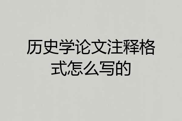 历史学论文注释格式怎么写的