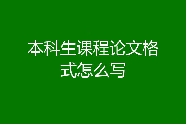 本科生课程论文格式怎么写