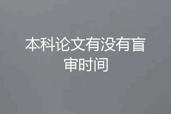 本科论文有没有盲审时间