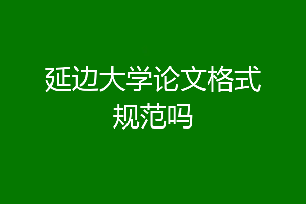 延边大学论文格式规范吗