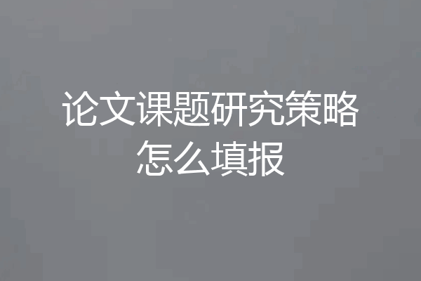 论文课题研究策略怎么填报