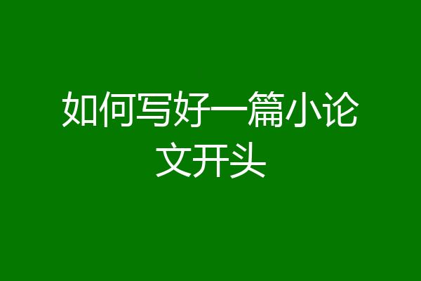 如何写好一篇小论文开头