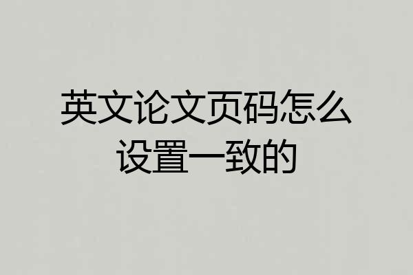 英文论文页码怎么设置一致的
