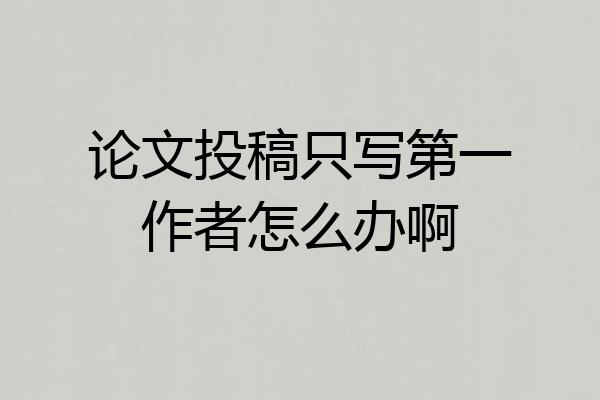 论文投稿只写第一作者怎么办啊