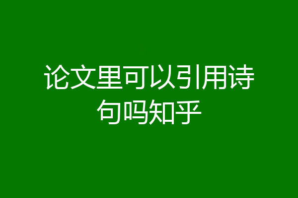 论文里可以引用诗句吗知乎