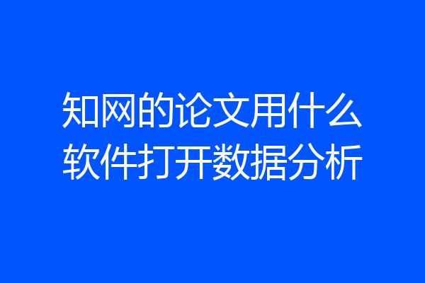 知网的论文用什么软件打开数据分析
