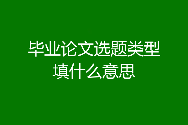 毕业论文选题类型填什么意思