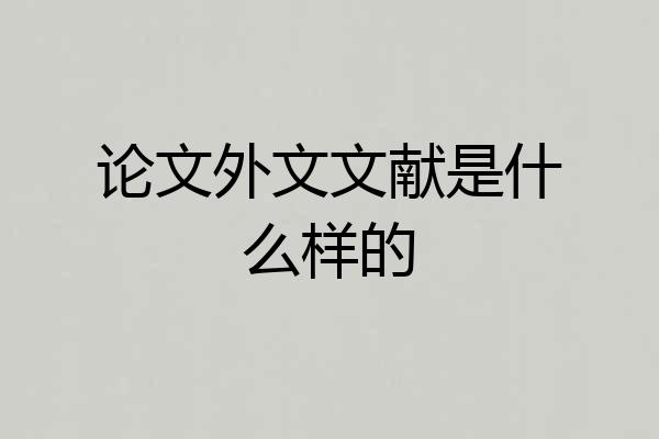 论文外文文献是什么样的