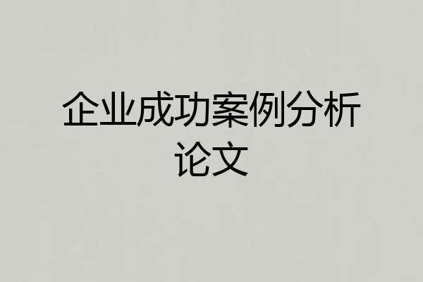 企业成功案例分析论文