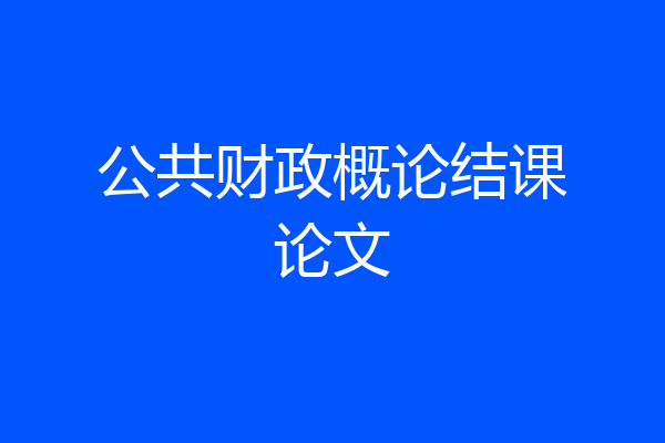 公共财政概论结课论文
