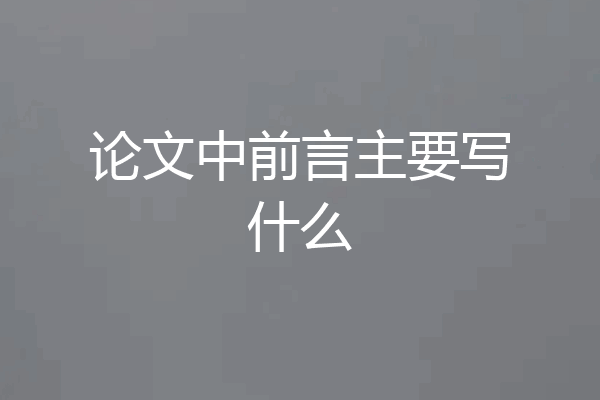 论文中前言主要写什么