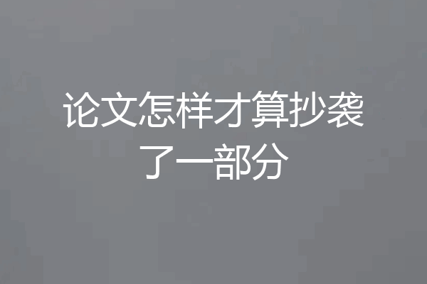 论文怎样才算抄袭了一部分