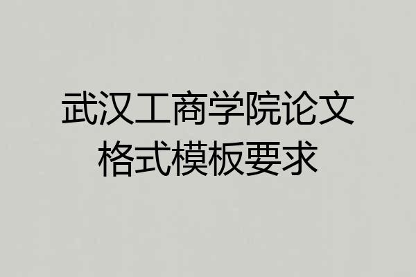 武汉工商学院论文格式模板要求