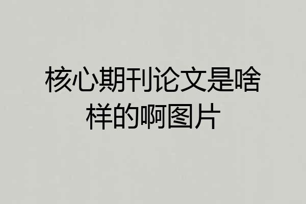 核心期刊论文是啥样的啊图片