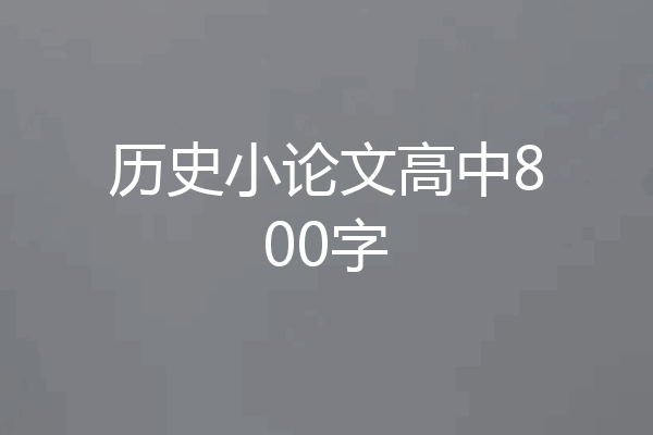 历史小论文高中800字