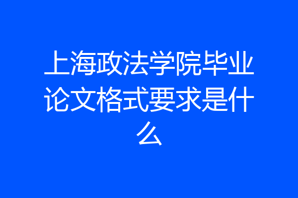 上海政法学院毕业论文格式要求是什么