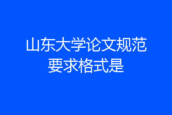 山东大学论文规范要求格式是