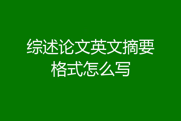 综述论文英文摘要格式怎么写